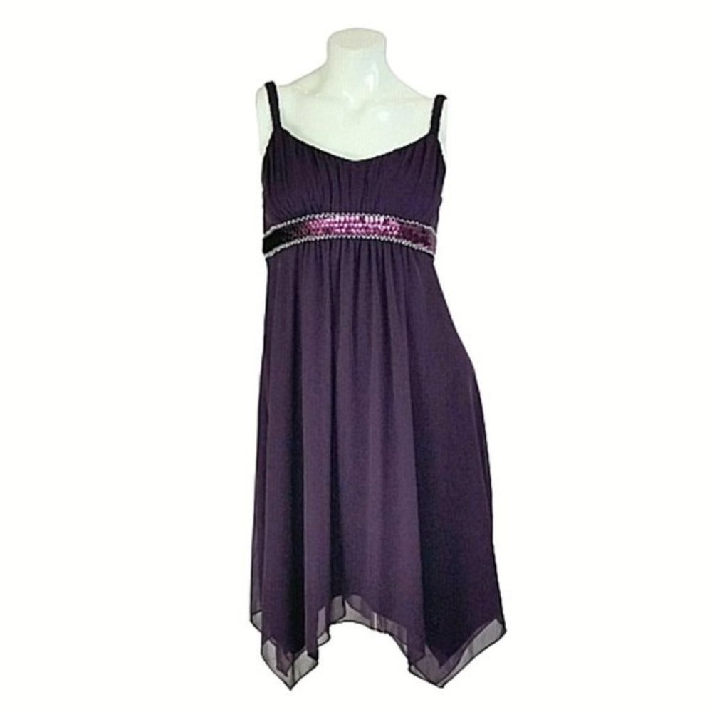 EnFocus Studio Chiffon Sequin Tie-Back Party Dress